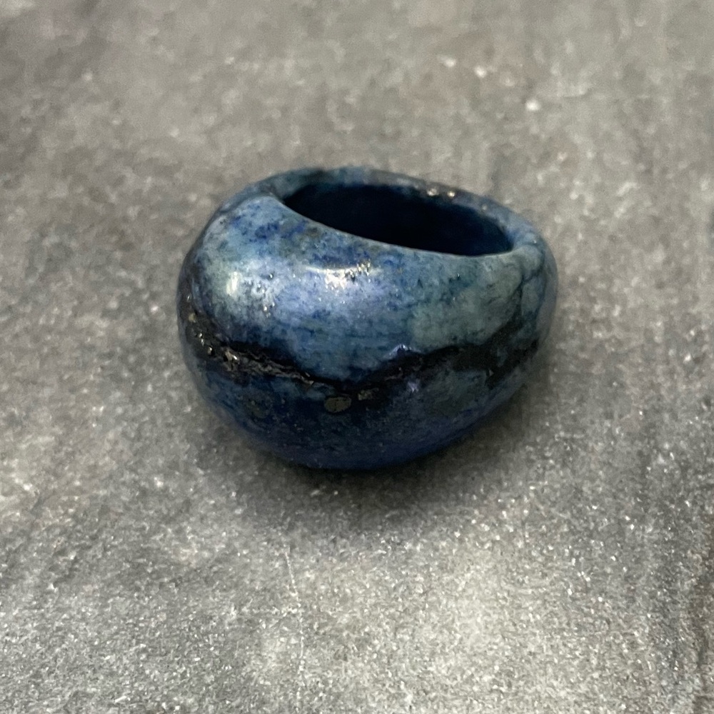 Genuine Lapis Lazuli Solid Blue Gemstone Statement Dome Ring